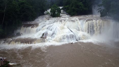 Aerial-close-shot-of-the-Agua-Azul-waterfalls-in-the-jungle-of-Chiapas