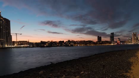 Zeitraffer-Sonnenuntergang-Im-Inneren-Hafen-Von-Baltimore