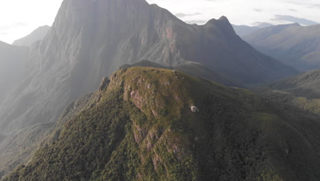 Aerial-view-of-the-summit-of-a-rainforest-tropical-mountain,-Pico-Caratuva,-Brazil,-South-America