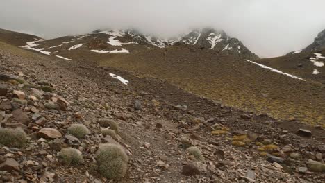 Glacier-corridor-on-the-mountain-in-cloudy-High-Atlas,-Morocco