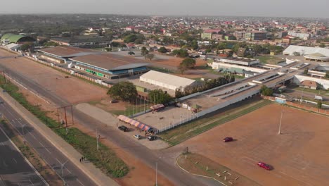 Ghana-Trade-Fair-wide-aerial-track-backwards-wide