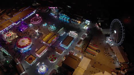 The-Colorful-Night-Lights-Of-A-Public-Funfair-During-The-Night---Wide-Shot