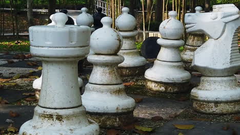 Aufnahmen-Von-Großen,-Im-Park-Zurückgelassenen-Schachfiguren