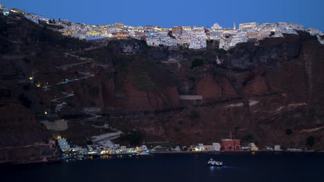 Picturesque-White-Clifftop-Buildings-of-Thera-,-Santorini,-Greece-with-Donkey-Path