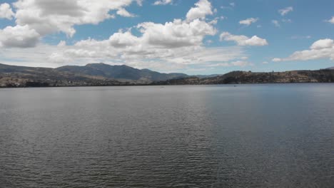 Dron-low-fly-over-the-lake-San-Pablo-near-the-shore