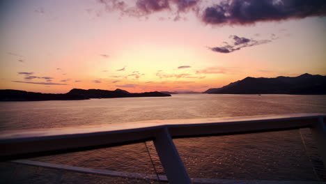 Beautiful-Sunset-View-of-the-Elaphiti-Islands-in-the-Adriatic-Sea-from-a-Cruise-Ship