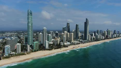 Surfers-Paradise-from-the-air,on-an-summers-day,-Beautiful-beaches-and-High-Rise-apartments