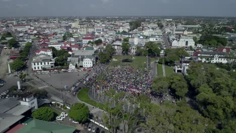 Protest-in-Suriname-in-February-against-the-government,-drone-rise