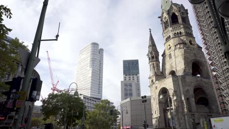 Kaiser-Wilhelm-Memorial-Church-of-Berlin-with-modern-Towers-in-Background