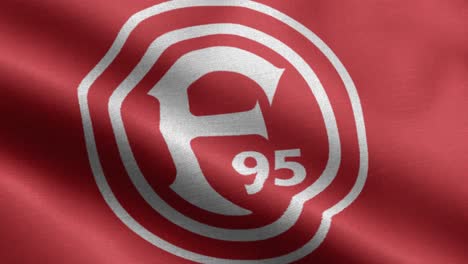 Red-4k-closeup-animated-loop-of-a-waving-flag-of-the-Bundesliga-soccer-team-Fortuna-Dusseldorf