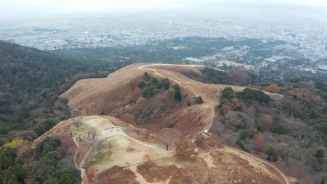 Aerial-Mount-Wakakusa,-Nara,-Japan