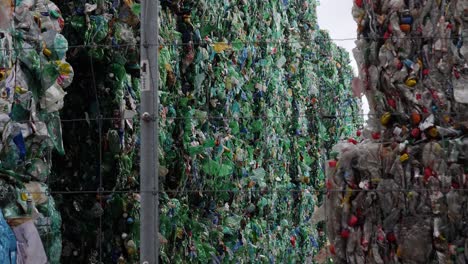 Colourful-crushed,-compacted-blocks-of-plastic-bottles-for-recycling