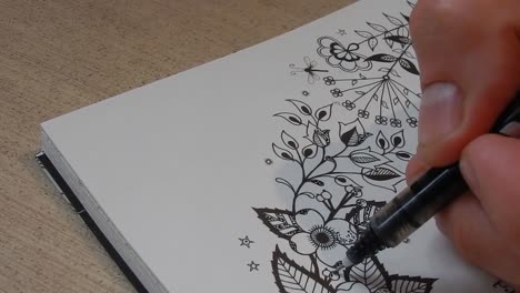 Hand-drawing-and-shading-anxiety-graphic-flower-art-design-book-illustration