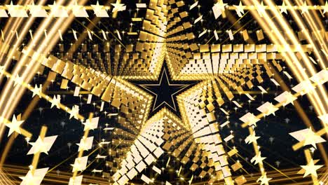 Golden-Magic-star-Background-in-Loop,-stage-video-background-for-nightclub,-visual-projection,-music-video,-TV-show,-stage-LED-screens,-party-or-fashion-show
