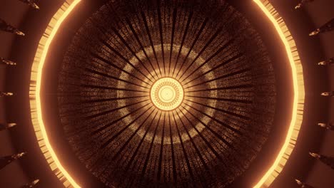 Computerized-motion-graphics-of-golden-circles-of-enlightenment-emitting-from-the-center