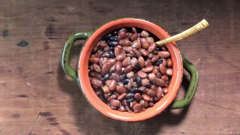 overhead-steaming-bowl-of-cooked-multi-color-cooked-beans