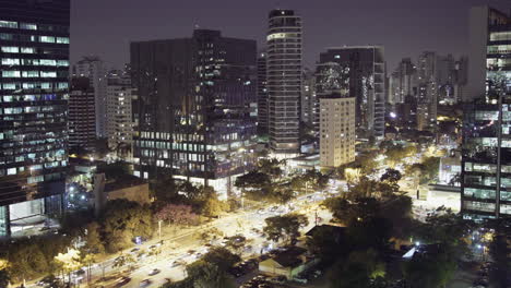 Time-lapse-of-buildings-illuminated-at-night,-Sao-Paulo,-Brazil