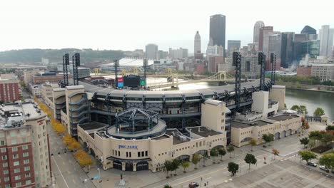 Aerial-pan-of-PNC-Park,-home-of-Pittsburgh-Pirates-MLB-team