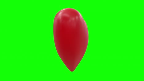Rotes-Herz,-Das-Sich-Auf-Dem-Grünen-Bildschirmhintergrund-Mit-Alphakanal-4k-Dreht