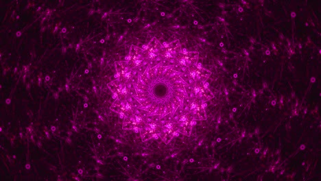Abstrakte-Geometrische-Fraktale-Blumen--Und-Pollenkugeln-Mandala,-Die-Sich-In-Kreisen-Winden---Nahtlose,-Ununterbrochene-3D-Animation