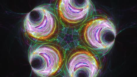 Mehrfarbiger-Fünfzackiger-Mystischer-Mandala-Stern-Mit-Endloser-Schleifengeometrie,-Heiligen-Linien-Und-Blumenähnlichen-Mustern