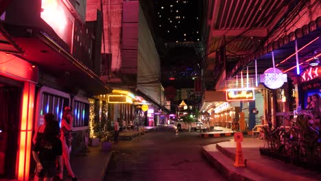 Empty-Patpong-Red-light-district-with-Girls-on-the-street-waiting-for-customers-during-Covid-Lockdown