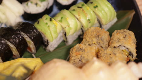 Perfect-plate-of-various-delicious-Sushi-rolls---close-up