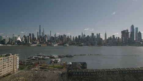 Manhattan-New-York-City-Skyline-Tagsüber,-Blick-Von-New-Jersey