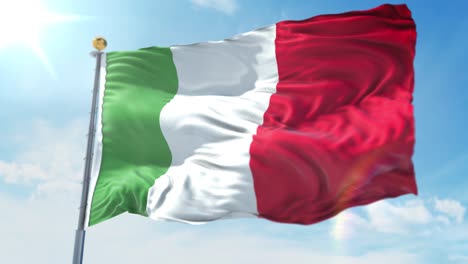 4k-3D-Illustration-Der-Wehenden-Flagge-An-Einem-Mast-Des-Landes-Italien