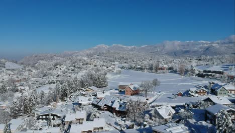 Aerial-footage-of-small-town-in-Feldkirch-Vorarlberg-Austria-during-winter-time