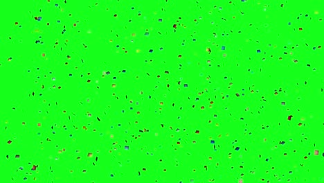 Buntes-Konfetti,-Das-Langsam-Auf-Der-Chroma-Key-Animation-Auf-Dem-Grünen-Bildschirm-Herunterfällt