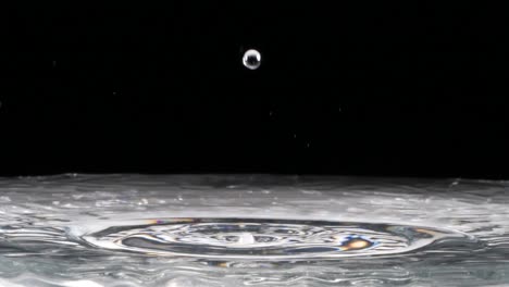 Slow-motion-of-falling-water-drops-and-ripples