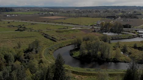 Drone-4K-Footage-Cloverdale-Urban-Housing-for-Middle-Class-Citizens-Zoned-City-Planning-near-a-Protected-habitat-Creek-for-flora-and-fauna