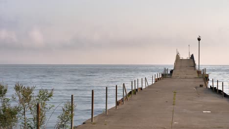 Lake-Erie-worn-dock-with-birds-early-morning