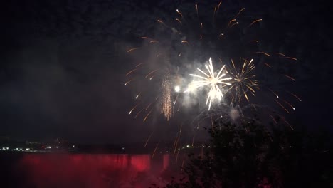 Niagara-Falls,-night-Fireworks-in-4K