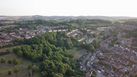 Drone-fly-over-of-the-historical-city-of-Exeter-in-Devon,-England