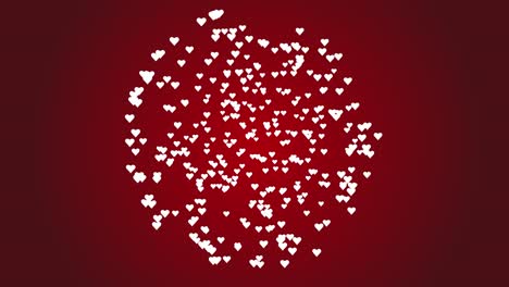 Valentinstag-Hintergrund,-Spiralförmige-Weiße-Herzen-Auf-Rotem-Hintergrund
