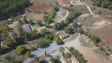 Aerial-view-of-old-army-facilities-with-barracks-and-a-firing-range-abandoned