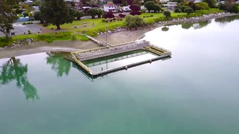 Aerial-shot-of-salt-water-bath-in-Motueka,-Nelson,-New-Zealand