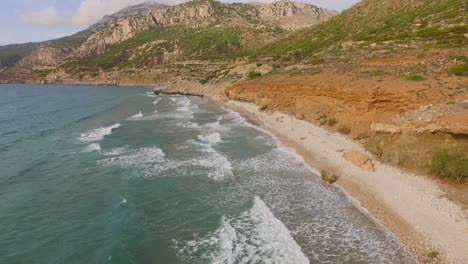 Aerial:-a-beach-on-Karpathos-island,-Greece