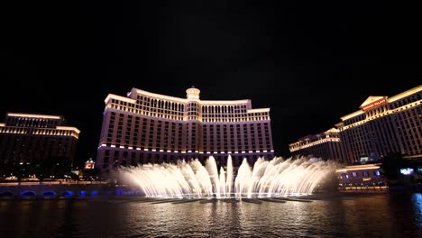Full-shot-of-The-Bellagio-water-fountain-show-in-Las-Vegas-circa-March-2019