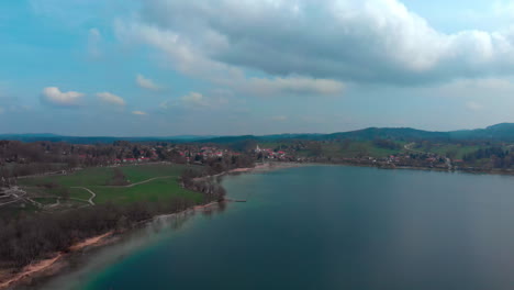Aerial-view-of-Gmund-next-to-the-Tegernsee-on-beautiful-spring-day