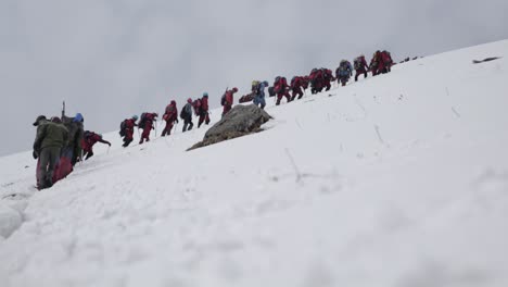 Himalaya-Bergsteiger-Gehen-Diszipliniert-Ihrem-Ziel-Entgegen