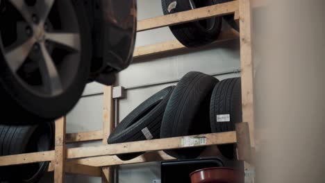 Tire-rack-in-mechanic-shop