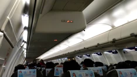 Bewegungen-Von-Flugzeugen-Von-Hinten-Mit-Sitzenden-Personen-Oder-Zuschauern-Und-Sich-Bewegender-Stewardess
