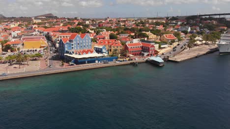 Otrobanda-nieghbourhood-aerial-footage-in-Willemstad,-Curacao