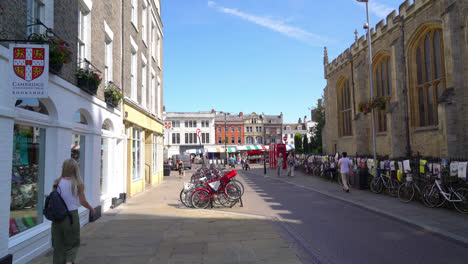Cambridge-England,-circa-:-Market-Square-in-Cambridge,-United-Kingdom