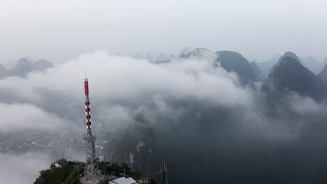 4k-drone-footage-of-tv-aerial-station-yangshuo-radio-communication-tower