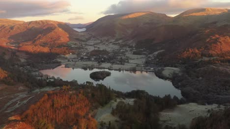 An-aerial-view-over-Grasmere-in-the-Lake-District-at-sunrise