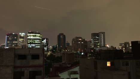 Panning-Timelapse-of-Planes-Flying-During-the-Evening-as-Lighting-Begins-to-Strike-Over-City